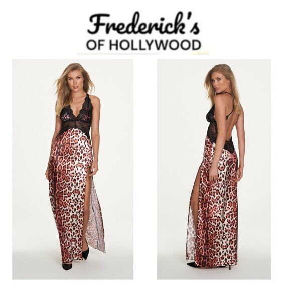 Rosalina Rose Lace & Satin Animal Print Gown (Size S) - Picture 1 of 7